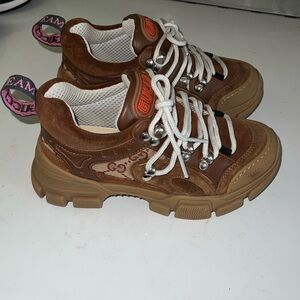 Gucci Tan and Brown Sneakers